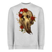 Heather Grey Ghost Skeleton Heavyweight Sweatshirt - RanaPortraitStore