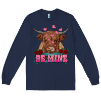 Navy be mine highland cow Long Sleeve Tee - RanaPortraitStore