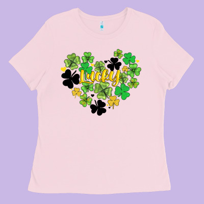 Lucky Heart Shaped Clover Ladies Tee Designed By Adodesignshop