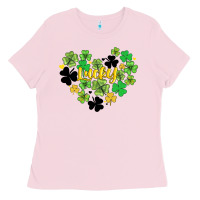 Bubblegum Pink lucky heart shaped clover Ladies Tee - AdoDesignShop