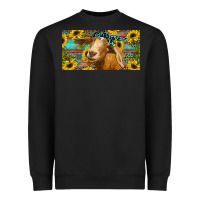 Black Goat with sunflowers and leopard Heavyweight Sweatshirt - RanaPortraitStore