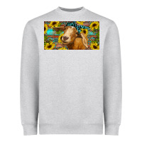 Heather Grey Goat with sunflowers and leopard Heavyweight Sweatshirt - RanaPortraitStore
