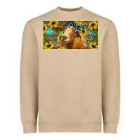 Mushroom Goat with sunflowers and leopard Heavyweight Sweatshirt - RanaPortraitStore