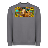 Storm Goat with sunflowers and leopard Heavyweight Sweatshirt - RanaPortraitStore
