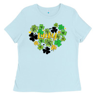 Baby Blue lucky heart shaped clover Ladies Tee - AdoDesignShop