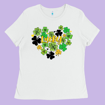 Lucky Heart Shaped Clover Ladies Tee Designed By Adodesignshop
