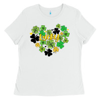 White lucky heart shaped clover Ladies Tee - AdoDesignShop