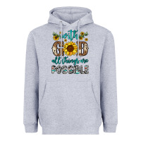 Heather Grey with god all things are possible Heavyweight Hoodie - OliviaCreatesArt