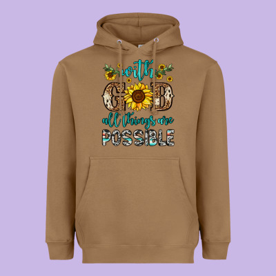 With God All Things Are Possible Heavyweight Hoodie Designed By Oliviacreatesart