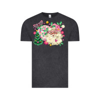 Vintage Black pink santa and disco ball with christmas tree Vintage Tee - MaliasSmallBusiness