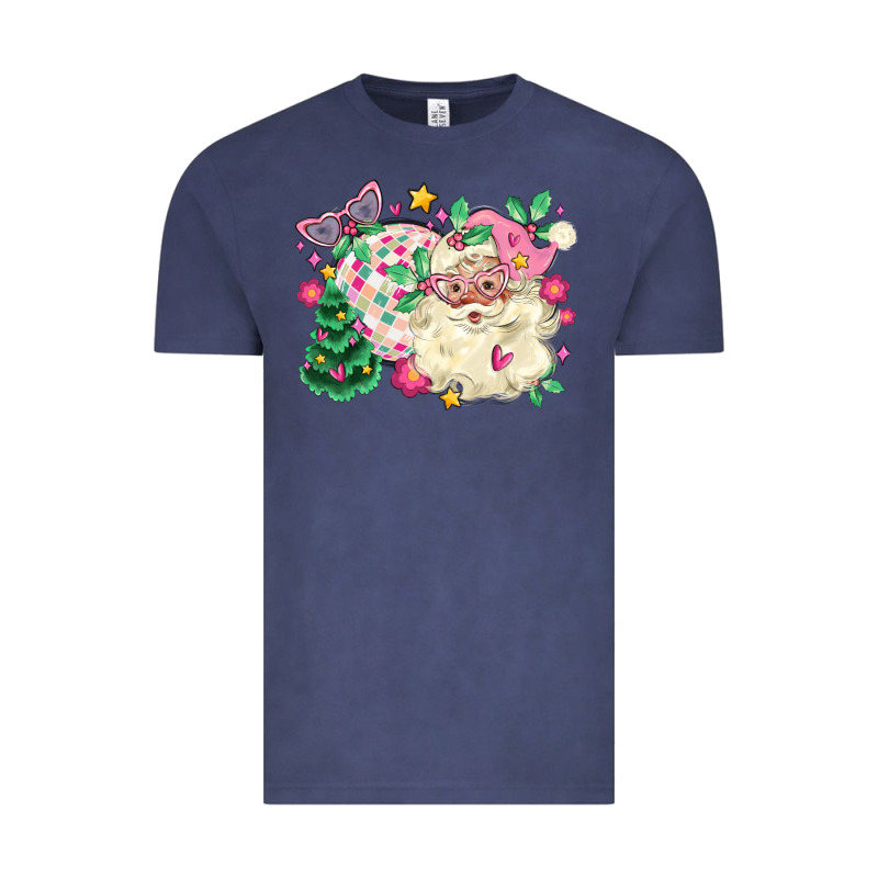 Pink Santa And Disco Ball With Christmas Tree Vintage Tee by MaliasSmallBusiness | Teevron