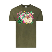 Vintage Olive pink santa and disco ball with christmas tree Vintage Tee - MaliasSmallBusiness
