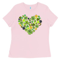 Bubblegum Pink heart shaped clover Ladies Tee - AdoDesignShop