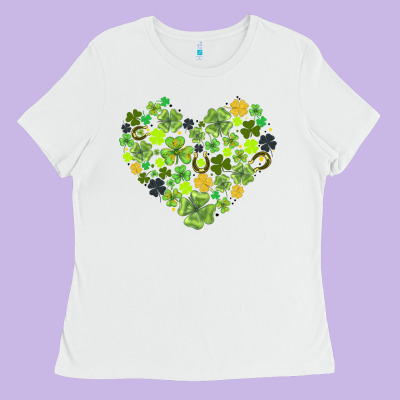 Heart Shaped Clover Ladies Tee Designed By Adodesignshop