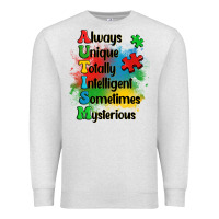 Oatmeal Heather always unique autism Premium Sweatshirt - OliviaCreatesArt