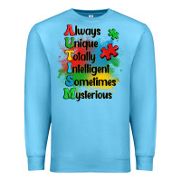 Ocean Blue always unique autism Premium Sweatshirt - OliviaCreatesArt
