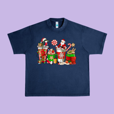 Santa Coffee Cups Urban Heavy Tee Designed By Nancycooperartshop