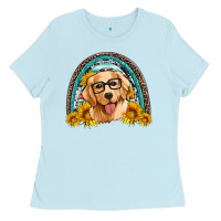 Baby Blue golden retriever rainbow Ladies Tee - Artiststas