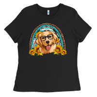 Golden Retriever Rainbow Ladies Tee | Teevron
