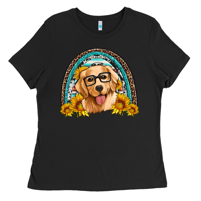 Golden Retriever Rainbow Ladies Tee by Artiststas | Teevron