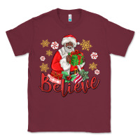 Burgundy believe black santa christmas Classic Tee - MaliasSmallBusiness