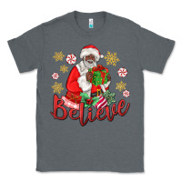 Charcoal Heather believe black santa christmas Classic Tee - MaliasSmallBusiness