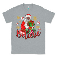 Heather Grey believe black santa christmas Classic Tee - MaliasSmallBusiness
