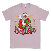 Lilac believe black santa christmas Classic Tee - MaliasSmallBusiness