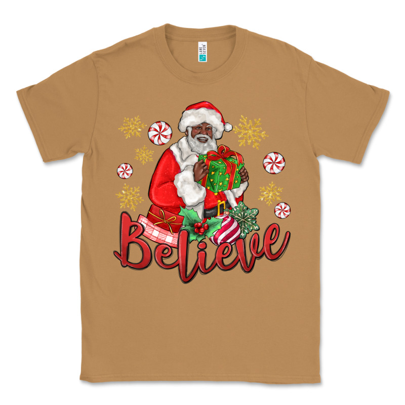 Believe Black Santa Christmas Classic Tee by MaliasSmallBusiness | Teevron