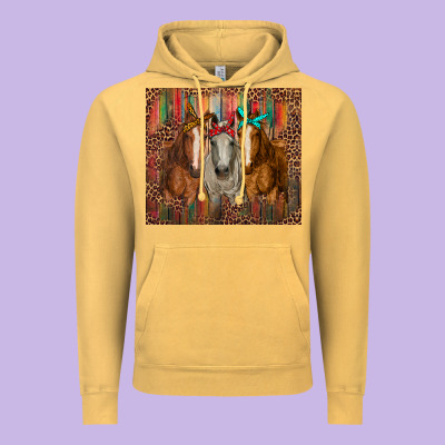 Western Horses With Bandanas Vintage Hoodie Designed By Ranaportraitstore