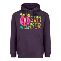 Plum Hello Summer Donut Girl Heavyweight Hoodie - CowCowDesign