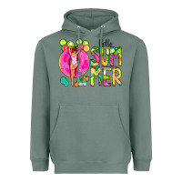 Sage Hello Summer Donut Girl Heavyweight Hoodie - CowCowDesign