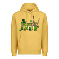 Antique Gold Sham rockin skeleton hand St. Patrick's Premium Hoodie - CowGirlArtShop