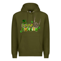 Army Green Sham rockin skeleton hand St. Patrick's Premium Hoodie - CowGirlArtShop