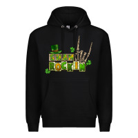 Black Sham rockin skeleton hand St. Patrick's Premium Hoodie - CowGirlArtShop