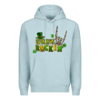 Blue Mist Sham rockin skeleton hand St. Patrick's Premium Hoodie - CowGirlArtShop
