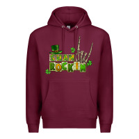 Burgundy Sham rockin skeleton hand St. Patrick's Premium Hoodie - CowGirlArtShop