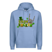 Colony Blue Sham rockin skeleton hand St. Patrick's Premium Hoodie - CowGirlArtShop