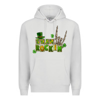 Dove Grey Sham rockin skeleton hand St. Patrick's Premium Hoodie - CowGirlArtShop