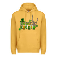 Mustard Sham rockin skeleton hand St. Patrick's Premium Hoodie - CowGirlArtShop