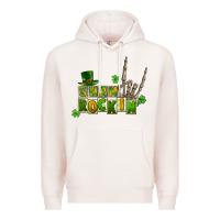 Pale Pink Sham rockin skeleton hand St. Patrick's Premium Hoodie - CowGirlArtShop