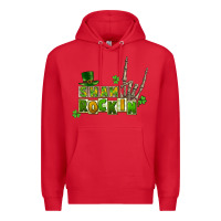 Red Sham rockin skeleton hand St. Patrick's Premium Hoodie - CowGirlArtShop
