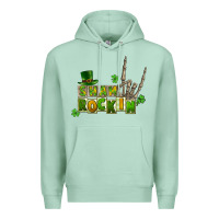Seafoam Sham rockin skeleton hand St. Patrick's Premium Hoodie - CowGirlArtShop