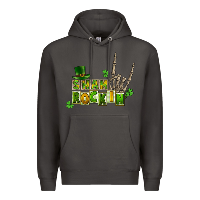Sham Rockin Skeleton Hand St. Patrick's Premium Hoodie by CowGirlArtShop | Teevron