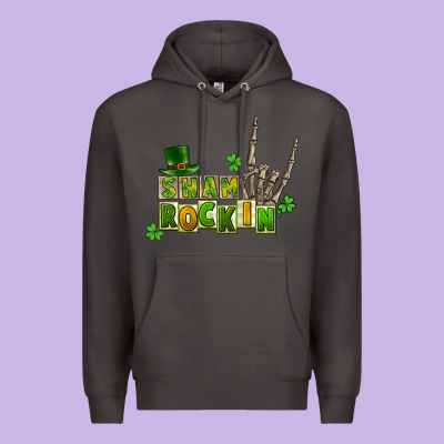 Sham Rockin Skeleton Hand St. Patrick's Premium Hoodie Designed By Cowgirlartshop
