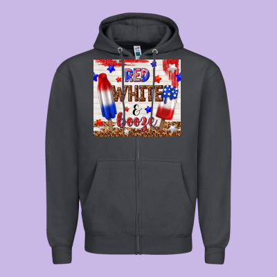 Red White And Booze Zipper Hoodie Designed By Tumblerdesignbyshophia