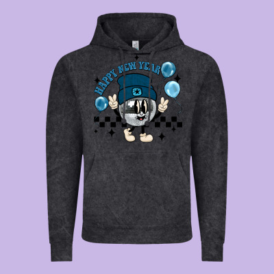 Happy New Year Disco Ball Vintage Hoodie Designed By Maliassmallbusiness