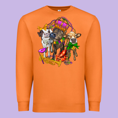Little Cows And Mardi Gras Party Olivia Premium Sweatshirt Designed By Oliviacreatesart