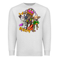 Oatmeal Heather little cows and mardi gras party olivia Premium Sweatshirt - OliviaCreatesArt