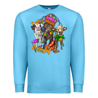 Ocean Blue little cows and mardi gras party olivia Premium Sweatshirt - OliviaCreatesArt